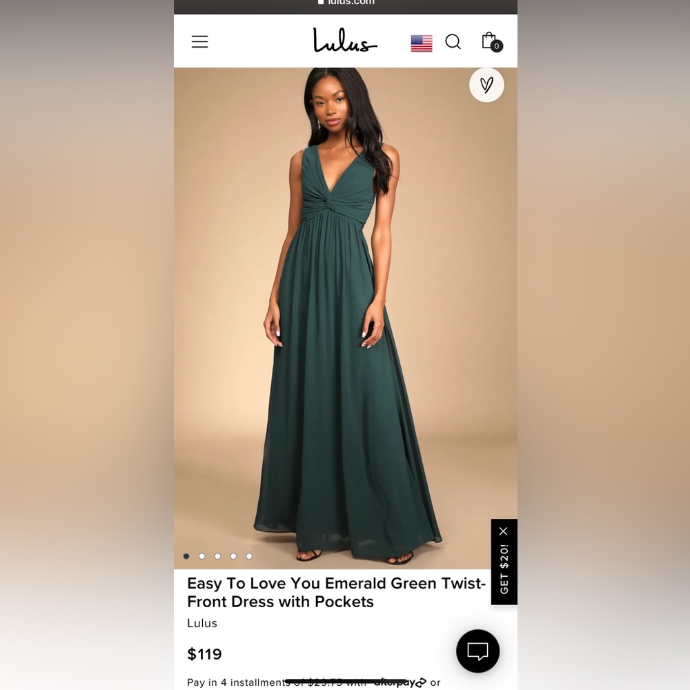 Lulus Easy To Love You Emerald Green Twist-Front Dress with Pockets Large